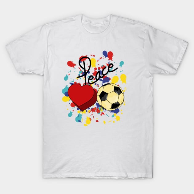 Peace Love Soccer T-Shirt by Designoholic